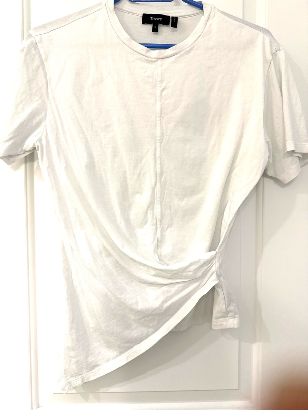 Theory White Asymmetrical Crewneck Short-Sleeve T-Shirt